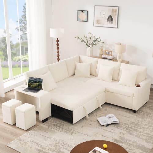 Sofa rozkładana w kształcie litery L z funkcją spania, USB i miejscem do