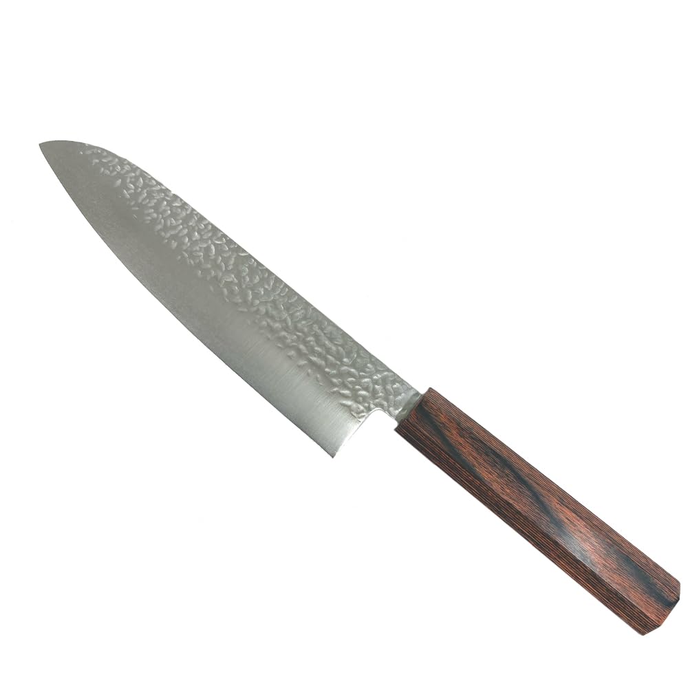 Amazon | 無印 三徳包丁 180mm AUS8ステンレス 鎚目仕上げ 半スキ加工