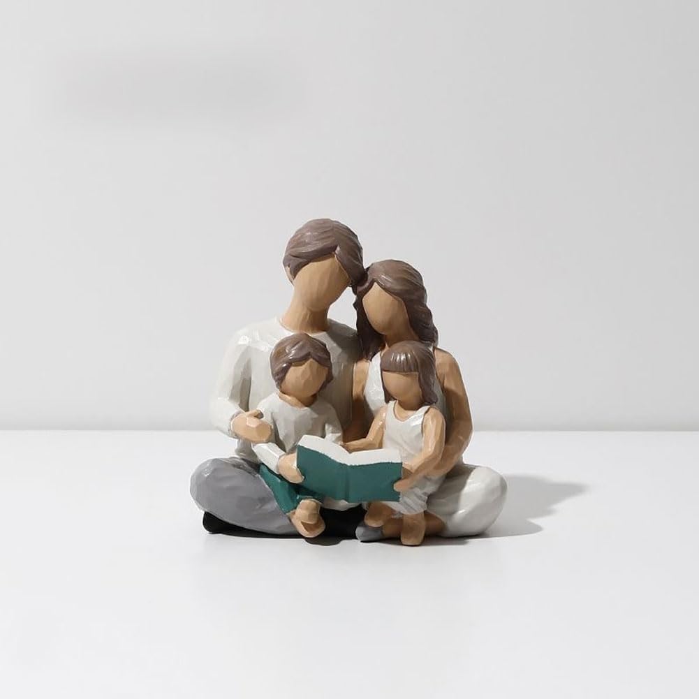 YUZDNM Family of 3 Figurines Sculpture, Parents and Son Statues, Family Figurine of 3,Family Joy Time Figurines, Wedding Gift
