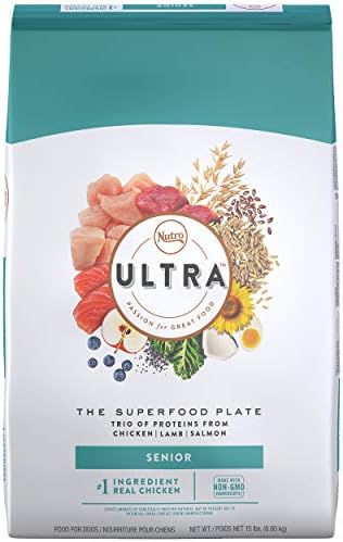NutroULTRA Senior High Protein Natural Dry Dog Food with a Trio of Proteins from Chicken, Lamb and Salmon, 15 lb. Bag