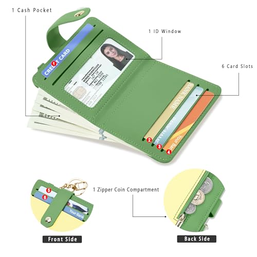 Image of Airkit Small Wallet Women RFID, PU Leather Card Holder with Keychain | Slim Compact Zipper Coin Purse for Ladies, Travel Holiday Gifts for Mom, Cute Mini Bifold Wallets