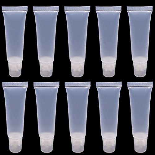 Ewanda store 12ml 50 Pcs Empty Lip Gloss Balm Tubes Lip Gloss Containers Squeeze Soft Tubes Clear Cosmetic Mini Containers for DIY Makeup Lip Gloss