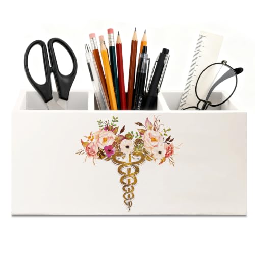 Wooden Medical Pen Holder Desk Organizer