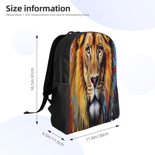 Durable Backpack Lion Face Colorful 16Inch Unisex Backpack Gym Casual Daypack for Women Men Gift4