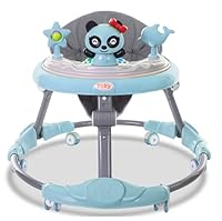 FK Sports Baby Walker | Multi-Functional Walker with 6 Adjustable Heights, Activity Center, Portable Music, Toys, Food Tray & Silent Wheels - Baby Walker for Boys & Girls 6-18 Months- (Blue)