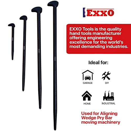Exxo Tools Pry Bar Set - Rolling Head Pry Bars 4 Pc Heavy Duty Pry Bar Set 6, 12, 16, 20-Inch Lady's Foot Pry Bar Set Heavy Duty Alloy Steel Prybar Mechanic Pry Bar Set Automotive Craftsman Extra Long #TOP5