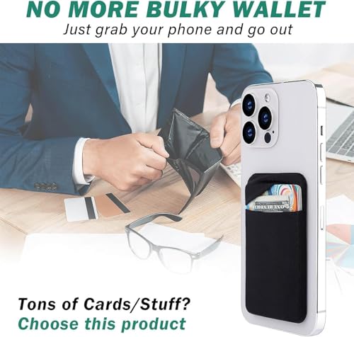 Image of Mizi (2 Pack Adhesive Phone Stretchy Wallet, Card Holder for Back of Phone Stick on Phone Cases for iPhone /Android /Samsung Galaxy - White