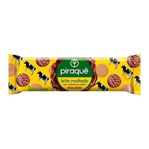 Piraquê - Biscoito Leite Maltado, Cobertura Chocolate, Pacote 80g