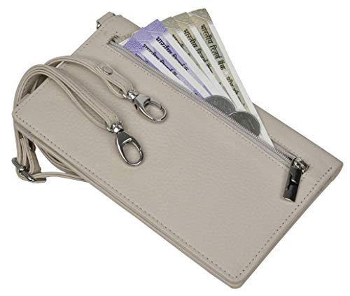Image of URBAN FOREST Ruby Beige Leather Sling Wallet for Women