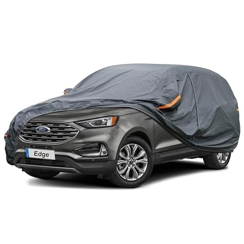 Premium Car Cover Custom Fit Ford Edge (2007-2025), 16 Layers Heavy Duty Car Cover Waterproof All Weather with Zipper Door for Sun Rain Snow Dust Uv P