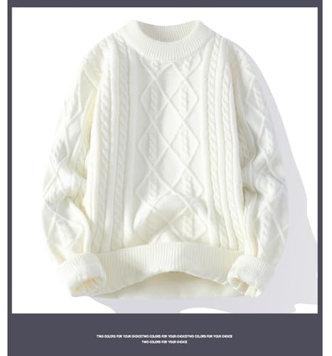 Men's Winter Warm Plush Solid Cabled Turtleneck Sweater, Thick Knitwear for Autumn and Winter2