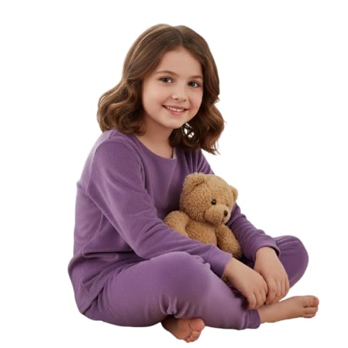 Image of KidsThermal Set | Soft Cotton Blend Full Sleeves Top & Bottom Nightwear | Warm Innerwear Suit for Boys & Girls in Multicolour