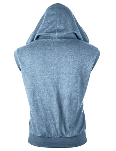 Image of Ohoo Mens Slim Fit Sleeveless Lightweight Zip Up Hooded Sweatshirt Vest Hoodie