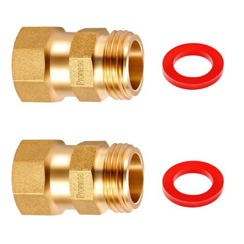 2PCS Brass 360° Swivel Garden Hose Connector 3/4" GHT Female x 3/4" GHT Male - Anti-Kink Rotating Fitting, Durable Tangle-Free Water Hose Adapter