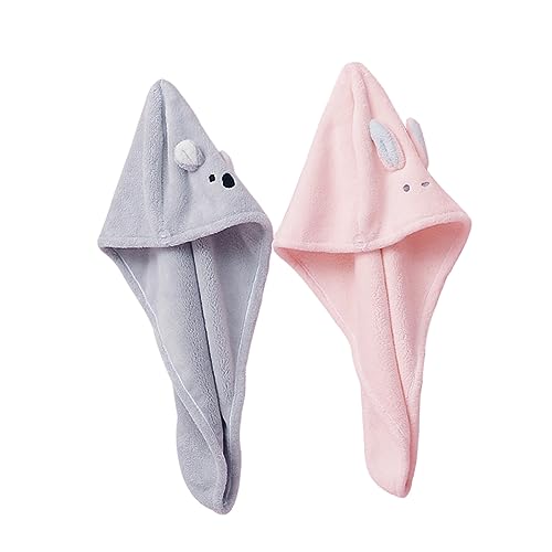 Ipetboom 1 Juego Sombrero De Pelo Seco con Orejas De Conejo Tapa Gorro De Pelo Polar Coral Maquilhagem Nezeni Cosmetics Tripe Gorro para Cabello Seco Gorro De Ducha Vellón De Coral 2 Piezas