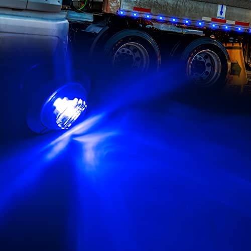 Bjz 3/4'' Led Trailer Marker Clearance Lights Blue Round 12V Led Side Marker Front Rear Running Signal Tail Indicator Light Waterproof For Trailer Truck Atv Utv Rv Van Pickup, 10Pcs W/Smoked Lens #TOP1