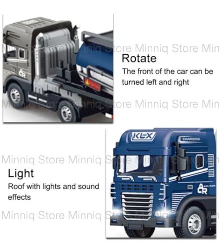 Image of Oil Tanker Trailer Transport Truck with Lights and Sounds Friction Powered Trailer Model Diecast Truck Toys Best Birthday Gift for Kids (Oil Tanker Trailer Truck)