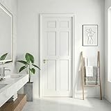 Casaphoria 24' X 80' 6-Panel Solid Core Wood Primed Slab Door, Standard Interior Door Perfect for Pantry Doors, French Doors and Pocket Doors, Unfinished Door Panel Without Hardware Kit