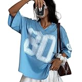 Hesaco Womens Graphic Tees - Oversized Jersey Summer Top Jersey Top Coquette Clothes Y2k Streetwear Short Sleeve Shirts