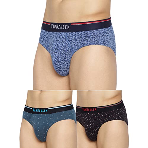 Image of Van Heusen Men Briefs - 100% Combed Cotton - Pack of 3 - Anti Bacterial, Super Soft 10006 Cp-29, Cp-30, Cp-25 L, Multicolor