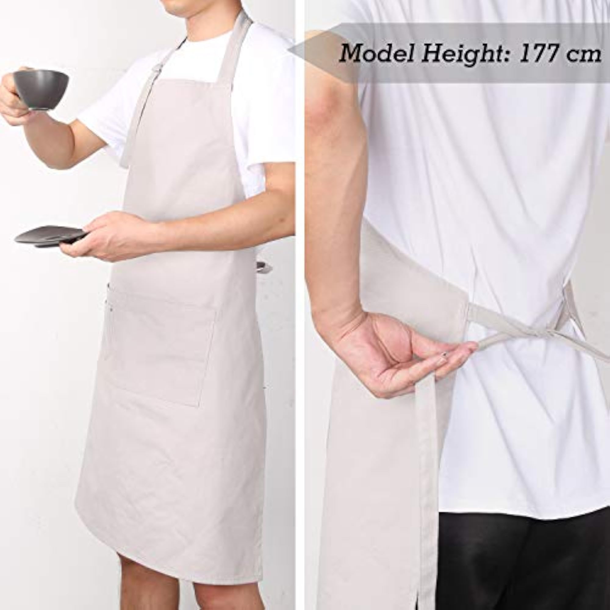 Bib Apron, Canvas Cotton Cooking Apron for Women Men