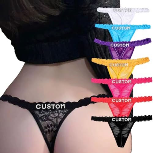 Image of Sexy Underwear for Women Lace Panties Sexy Thong with Funny Rhinestone Letters for Couple Gifts