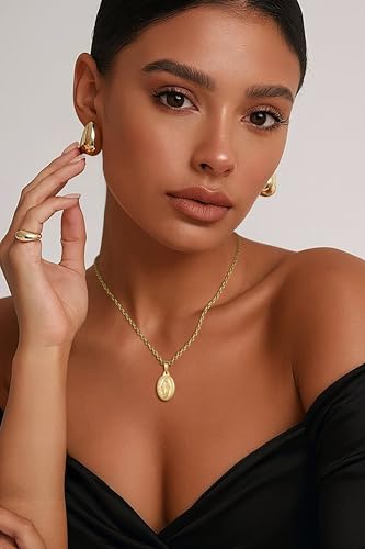 Image of U7 Virgin Mary Necklace for Women,18K Gold Plated /Sterling Silver Oval Miraculous Medal Virgin Mary Pendant Necklace