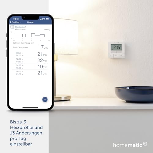 Homematic IP Smart Home Wandthermostat – Basic, digitales Thermostat für Heizkörper mit/ohne...