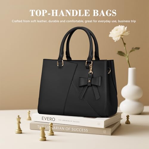 NEWHEY Top-Handle Handbag Waterproof Leather Purses for Women Satchel Handbags Crossbody & Shoulder Ladies Purse (Black) by NEWHEY - Used condition - Image 6