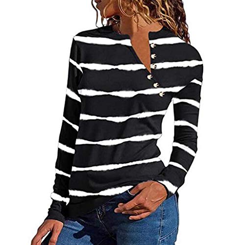 SEWORLD Tunika Frauen Tie-Dye gestreiftes Sweatshirt Mantel Weihnachtsfeier Langarmshirts mit Freizeit Tshirts Frühling Frohe Weihnachten Button Print Tops Cover