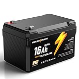 GOLDENMATE 12V 16Ah LiFePO4 Battery, IP67 Waterproof, 12V Lithium Battery w/ 5000+ Deep Cycles, Built-in BMS, Premium Lithium Iron Phosphate Cell, Ideal for Solar, Marine, Fishfinder, Off-grid camping