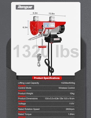 Rengue 001 1320Lbs Electric Hoist thumb #6