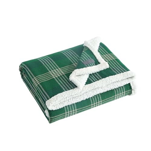 Image of Eddie Bauer - Throw Blanket, Soft & Reversible Cotton Flannel Bedding, Throw Blanket for Couch or Bed (Union Bay Green, 50 inch x 60 inch)
