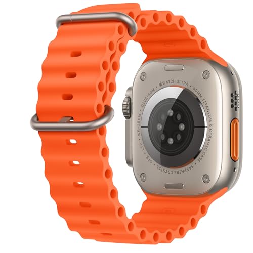 Image of Apple Watch Ultra 2 [GPS + Cellular, 49mm] - Rugged Titanium Case with Orange Ocean Band, One Size (Renewed Premium)