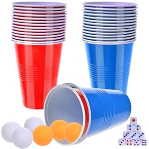 Faburo 46PCS Partybecher Set: Rote & Blaue Trinkspiele