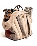 Owleys Dog Travel Bag | Cat Carrier | Small Pet Taxi | Lightweight Soft-Sided Tote, Car-Seat Compatible, Washable, 6–20 lb | Vegan Materials | Brown