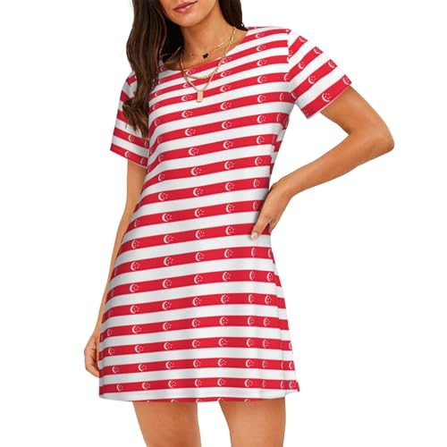 Chemise de nuit femme motif Singapour pour des nuits douces et légères