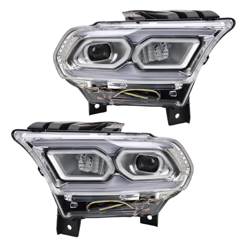 Image of TRQ 2 Piece Headlight Assembly Set Performance LED Chrome Bezel Driver & Passenger Side Compatible with Dodge Durango 2021-2024 CH2502345 CH2503345 68433782AE 68433783AE