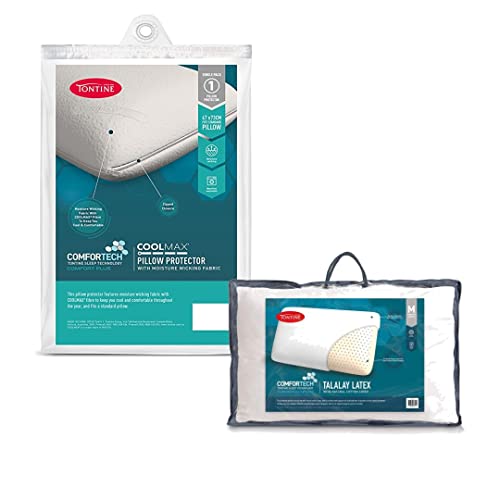 Tontine Coolmax Pillow Protector & Comfortech Latex Pillow Bundle