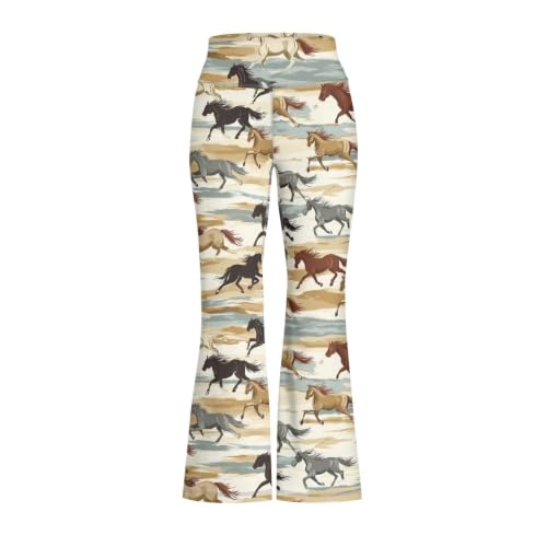 Image of Girls Leggings Floral Print High-Waisted Flared Pants 5-14 Years