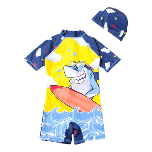 Genérico Calções de banho para crianças fato de banho adolescente menino calças surf roupa sem costuras natação t-shirt desportiva fato piscina secagem rápida disfarce essencial praia, Azul, M