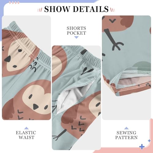 Cute Owl Boys Pants Boys Athletic Pants Long Pant for Boywith Pockets Wide-Leg Size 6-14Y4