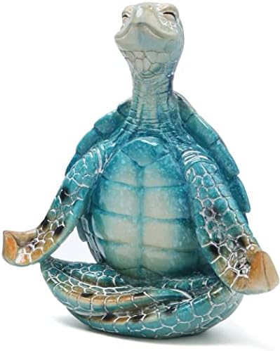 VVGIFTS Sea Turtle Meditation Yoga Decor, Sea Turtle Meditating Coastal Beach Decorations, Zen Yoga Resin Sea Turtle Statue for Home Office Decorations (Put The Palms Separate)