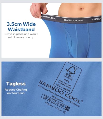 BAMBOO COOL Men's Ultra-Soft Breathable Boxer Briefs - Moisture Wicking Underwear | Comfort Fit, Tagless2