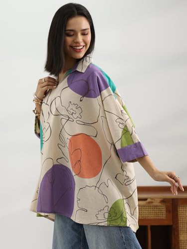Image of Libas Printed Cotton A Line Kurti Suit