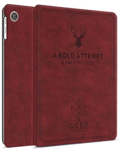Image of Robustrion Deer Pattern Flip Stand Case Cover for Lenovo Tab M10 HD 2nd Gen TB-X306X / Smart Tab M10 HD 2nd Gen TB-X306F - Deer Vine Red