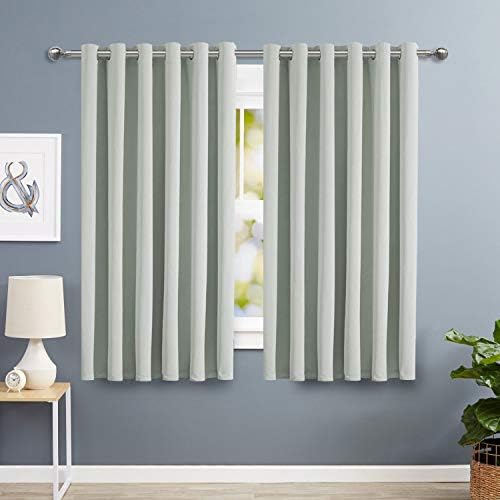 Imperial Rooms Blackout Ring Top Curtains for Bedroom 66x72 Inch Drop - Black Curtains Super Soft Thermal Insulated Eyelet Living Room Window Curtain & Drapes 2 Panel with Tiebacks
