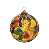 Totally Blown Glassworks Ornament, Handmade Blown Glass, Hanging Tree Holiday Décor, Sun Catcher, Witches Ball, Gazing Orb, Friendship Keepsake, Window Color. (Yellow Rainbow Magic Mix)