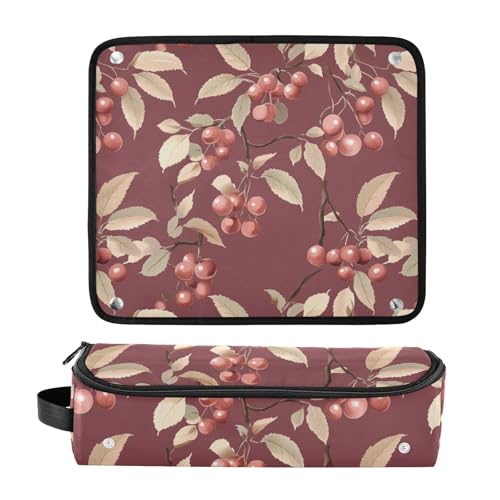 Unique Fruits Burgundy Organizador 2 en 1 para Herramientas de Cabello con Tapete para Plancha y Accesorios para Viaje miniatura 3