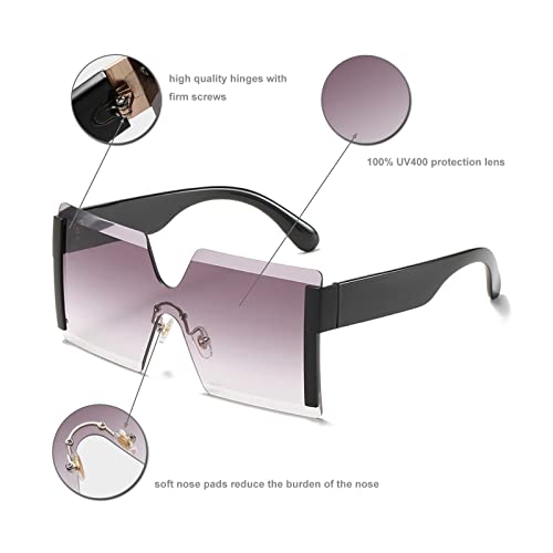 GOKOTTAWA Novos óculos de sol quadrados grandes para mulheres, armação de policarbonato multicolorid